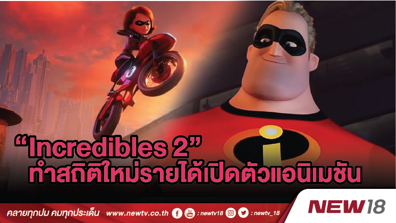 “Incredibles 2” ทำสถิติใหม่รายได้เปิดตัวแอนิเมชัน
